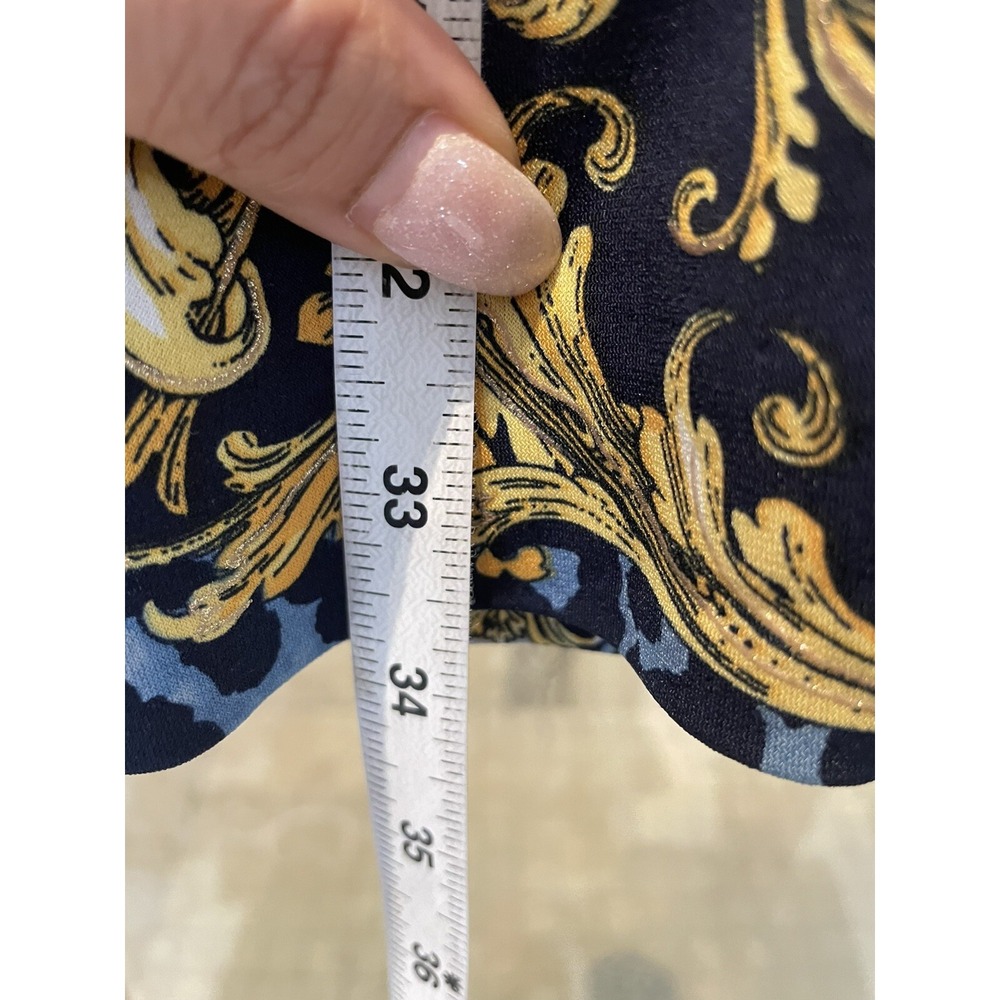 Cache Blue Leopard Print Gold Scroll Jersey Knit Bodycon Cocktail Dress 2 XS - Picture 7 of 11